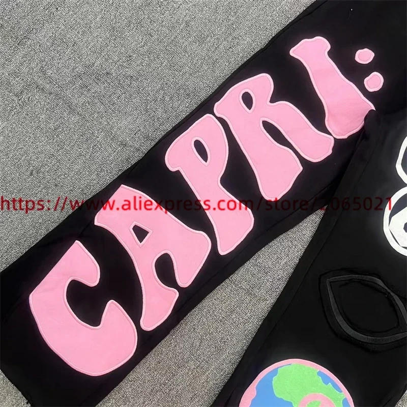 Description Picture 6 of itemPuff Print Project Capri Flared Sweatpants Men Women Spliced Tracksuit Pants Jogger Sweat Pants Terry Trousers Soft fabric