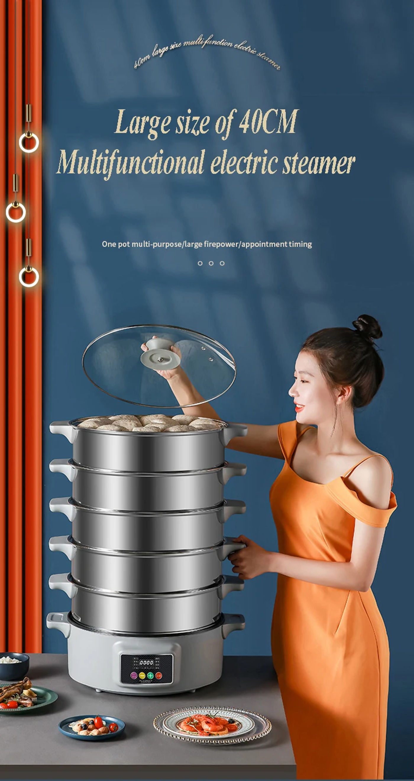 Description Picture 2 of itemElectric Steamer Multifunctional Household Large Capacity Automatic Power-off Pot Breakfast Machine Cooking Food Dumplings Pan