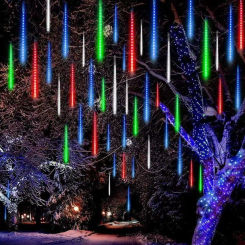 Christmas Decoration 30/50cm 8 Tubes EU/US Plug LED Meteor Shower Fairy String Garland Light Holiday Light Wedding Garden Decor