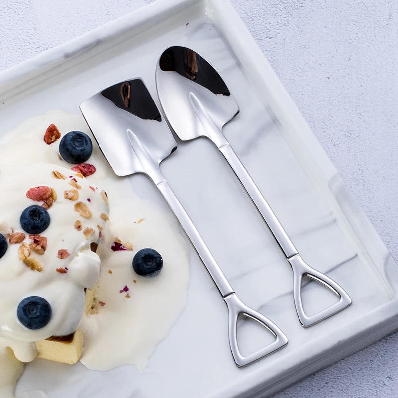 Description Picture 4 of item20/1Pcs Stainless Steel Shovel Spoon Gold Silver Coffee Spoons Ice Cream Dessert Scoops Teaspoon Kitchen Tableware Cutlery Set