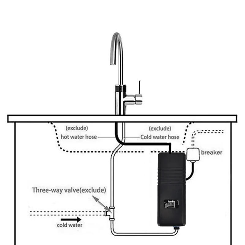 Description Picture 5 of item3000W Instant Electric Water Heater for Home Bathroom Kitchen Washroom Camping Black Bathroom Water Heater Electric Water Heater