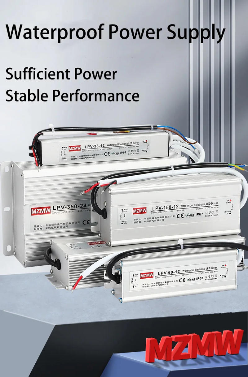 Description Picture 2 of itemMZMW IP67 Waterproof Switching Power Supply 50W 60W 80W AC 110V~220V DC 12V 24V 36V 48V Lighting Driver Transformer LED Strip