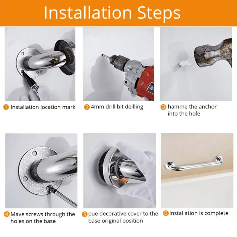 Description Picture 5 of itemJUSTOOL Stainless Steel Anti-Slip Safety Shower Bath Grab Bar Bathroom Wall Grip Handle Towel Rail Hand Grip Toilet Bar