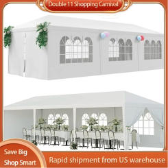 Outdoor Canopy Tent Patio Camping Gazebo Shelter Pavilion 10'x30' Cater Party Wedding BBQ Events Tent Removable Sidewalls