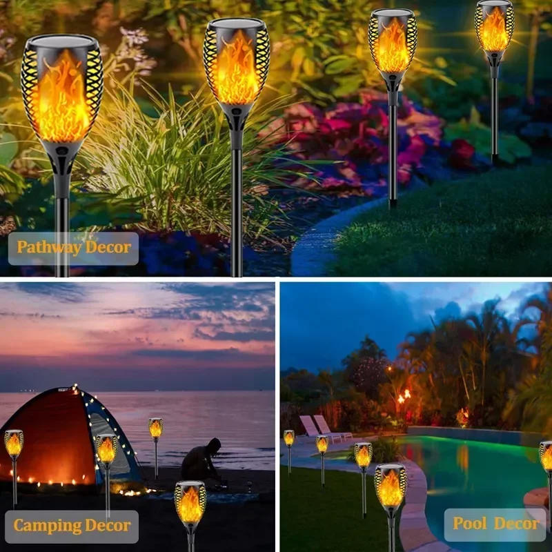 Description Picture 6 of item1/2/4PCS Solar Flame Lights Torch Flickering Light Waterproof Garden Decoration Outdoor Lawn Tiki Led Path Yard Patio Floor Lamp