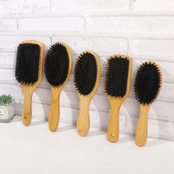 Boar Bristle Hair Brush Women Wood Bamboo Hair Brush Professional Curly Airbag Scalp Brush Comb For Hair Beauty Care Salon Tools
