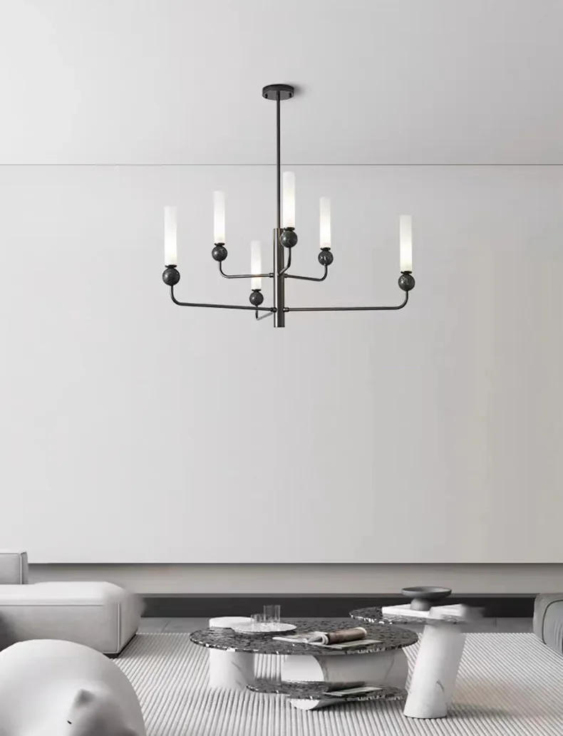 Description Picture 3 of itemModern Simple Chandelier Luxury Marble Ball Brass Lustre Light Fixture Parlor Bedroom Restaurant Study Home Decoration Luminaria