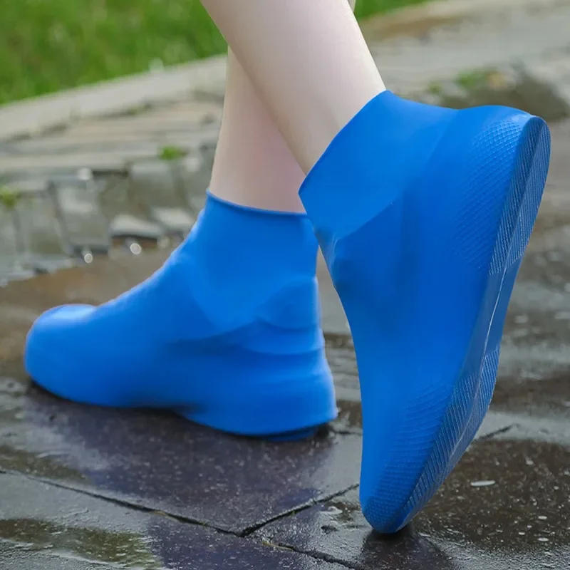Description Picture 3 of item5/1pairs Shoe Waterproof Covers Outdoor Rubber Rain Boot Cover Non-slip Silicone Shoe Covers Rainy Day Shoe Covers Shoes Gear