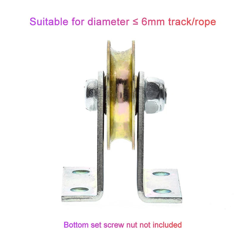 Description Picture 3 of item1Set Bracket Pulley 6mm Wire Rope Pulley Fixed Roller Over-line Hanging Wheel Guide Wheel U Wheel 6.4*32*8