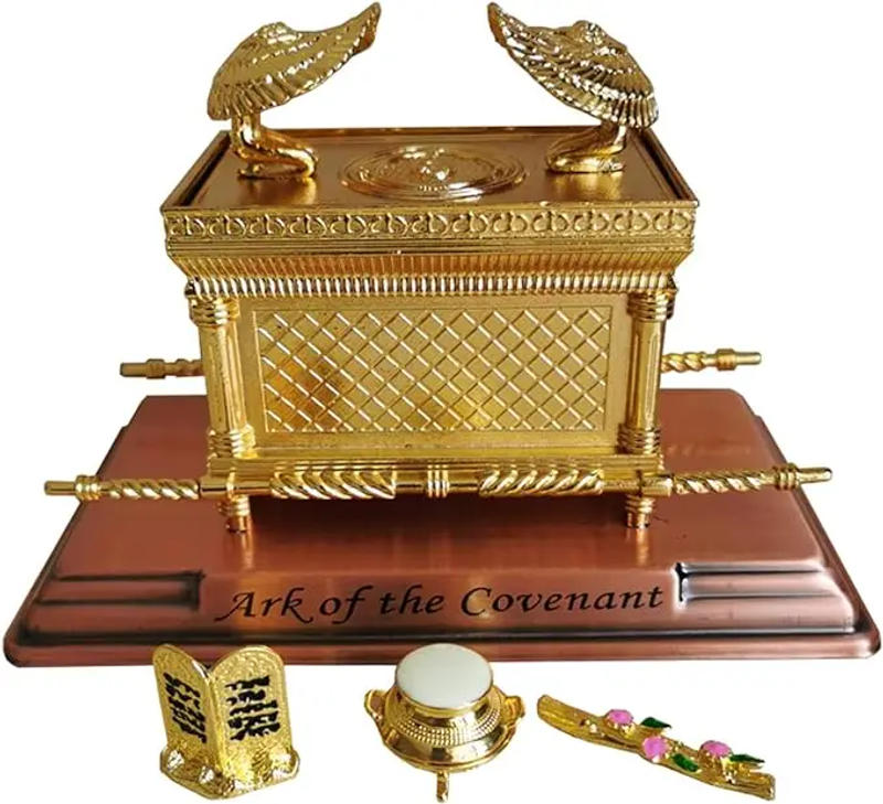 Description Picture 3 of itemSet of 3 Ark of The Covenant Accessories,(Ten Commandments Slate Aaron Rod and Holy Furnace),Israeli Metal Crafts