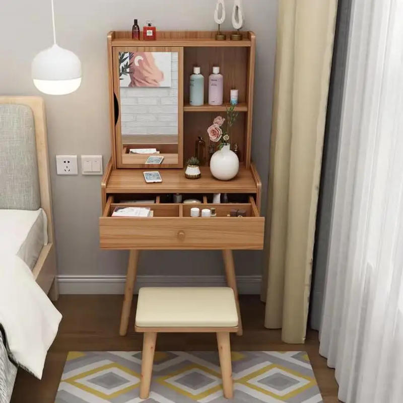 Description Picture 5 of itemNew 40/50/60/cm Makeup Dressing Table Set with Stool Makeup Vanity Table Storage Beside Bedroom Table with Stool and Drawer