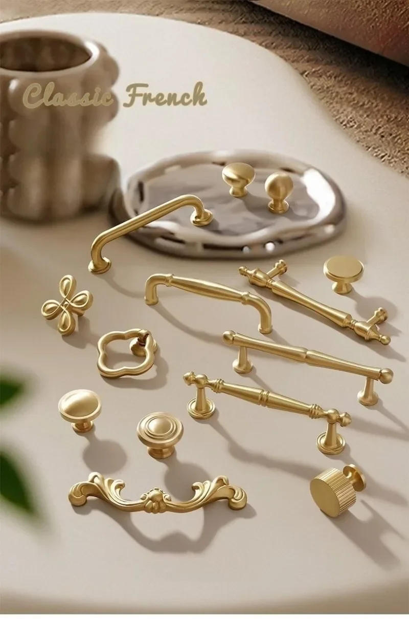 Description Picture 2 of itemBrass Furniture Handles Gold Drawers Knobs European Kitchen Cabinets Pulls All Copper Wardrobes Door Handles Furniture Hardware