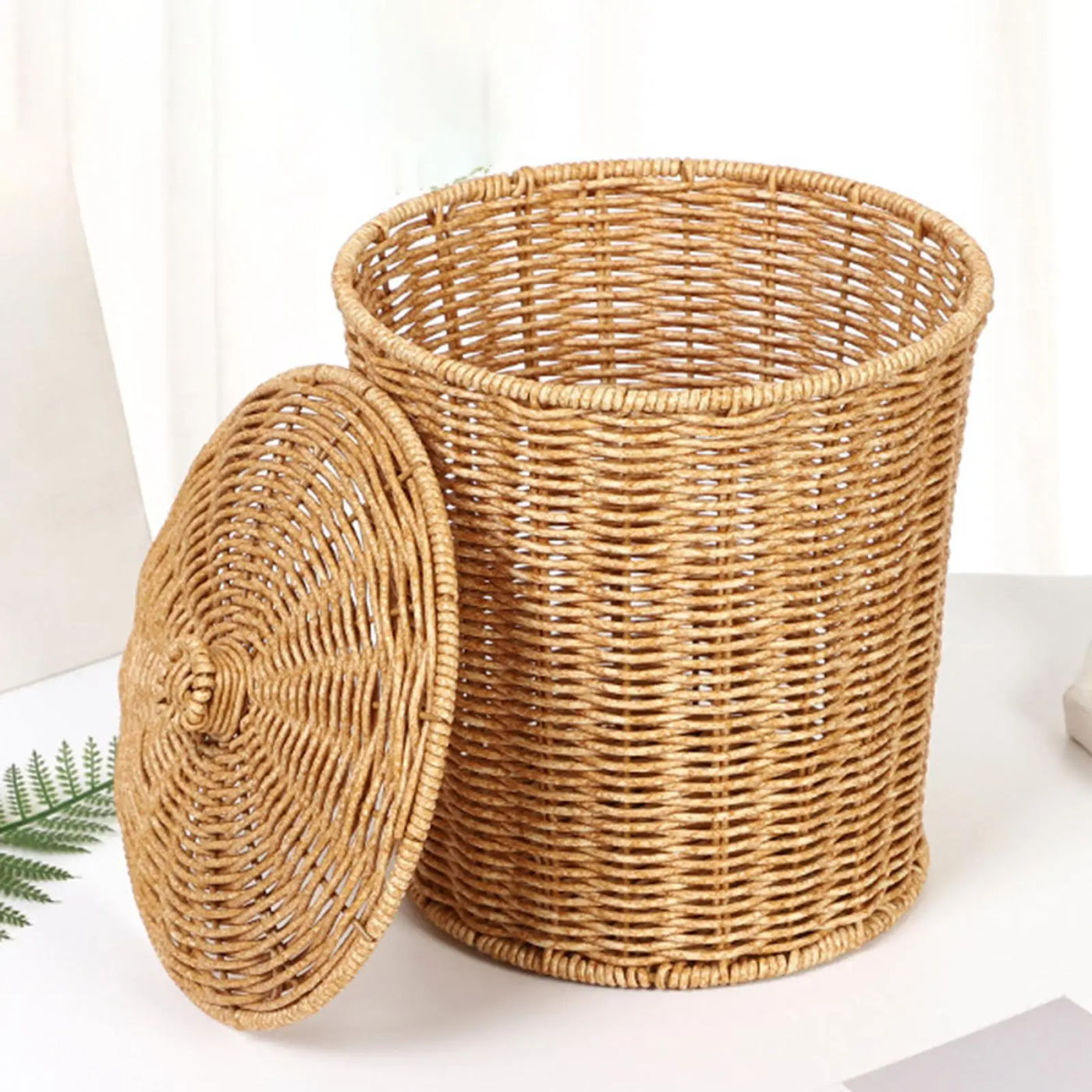 Description Picture 5 of itemLaundry Basket with Lid Toys Organizer Basket Imitation Rattan Basket for