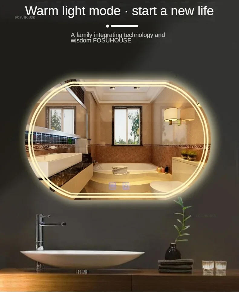 Description Picture 5 of itemEuropean Simple Mirror for Toilet Touch Screen Luminous Defogging Bath Mirrors Smart Light Luxury Household Mirrors for Bedroom