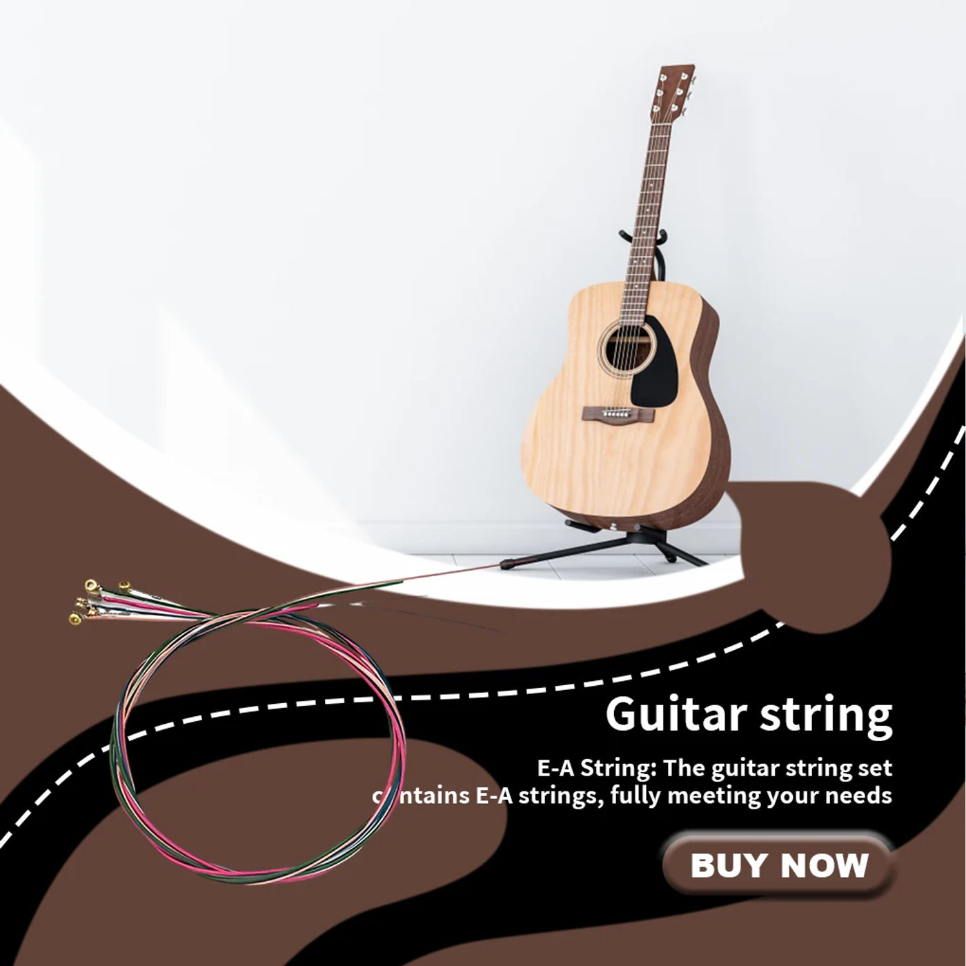 Description Picture 6 of item6PCS Acoustic Guitar Strings Universal E-A String Wear-resistant Instrument Accessory Sufficient Gears Colorful String