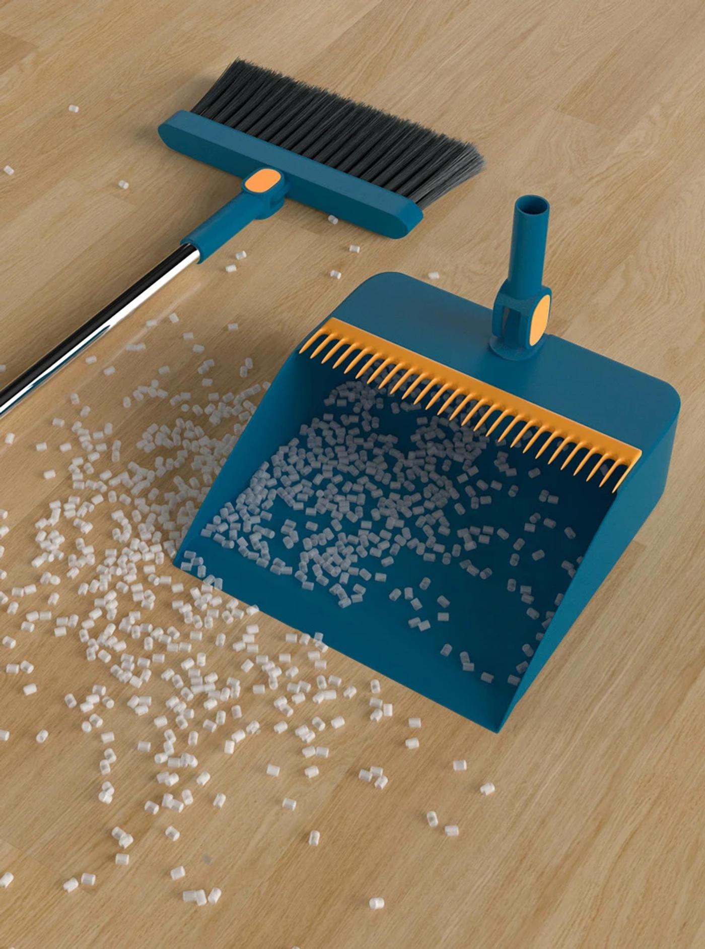 Description Picture 4 of itemKitchen Office New Folding Broom Dustpan Set 180 ° Rotating Broom Storage Cleaning Tools Non-stick Hair Dry Wet Dual-use Broom