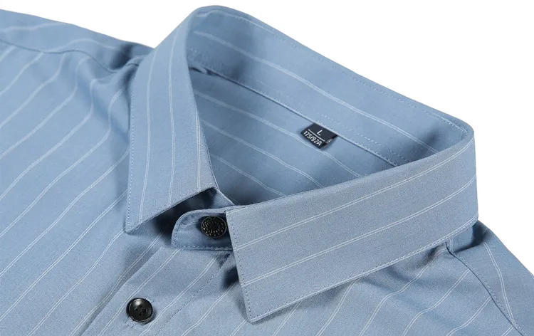 Description Picture 3 of itemPlus Size 4XL-M Men's Summer Short Sleeve Embroidery Striped Dress Shirts 2022 Korean Buttons Slim Casual Social Tuxedo Blouses