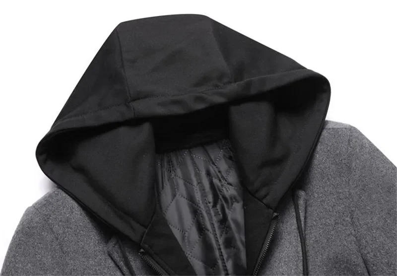 Description Picture 6 of itemAutumn Winter Men Hooded Wool Jacket Autumn Mens Long Windproof Wool Coat Casual Thick Slim Jacket Male Size M-5Xl 4 Colors