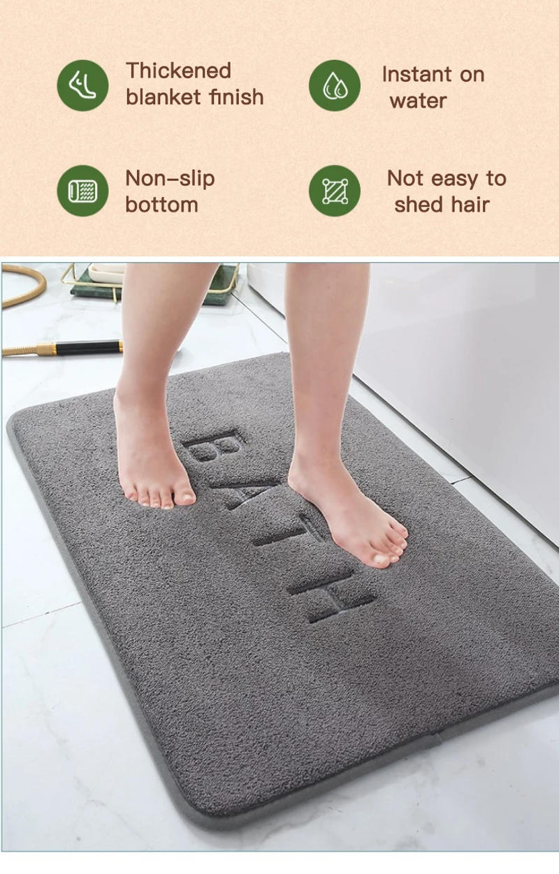Description Picture 4 of itemAnti Slip Mat Faux Cashmere Memory Foam Carpet Coral Fleece Super Absorbent Floor Mat Kitchen Living Room Bathroom