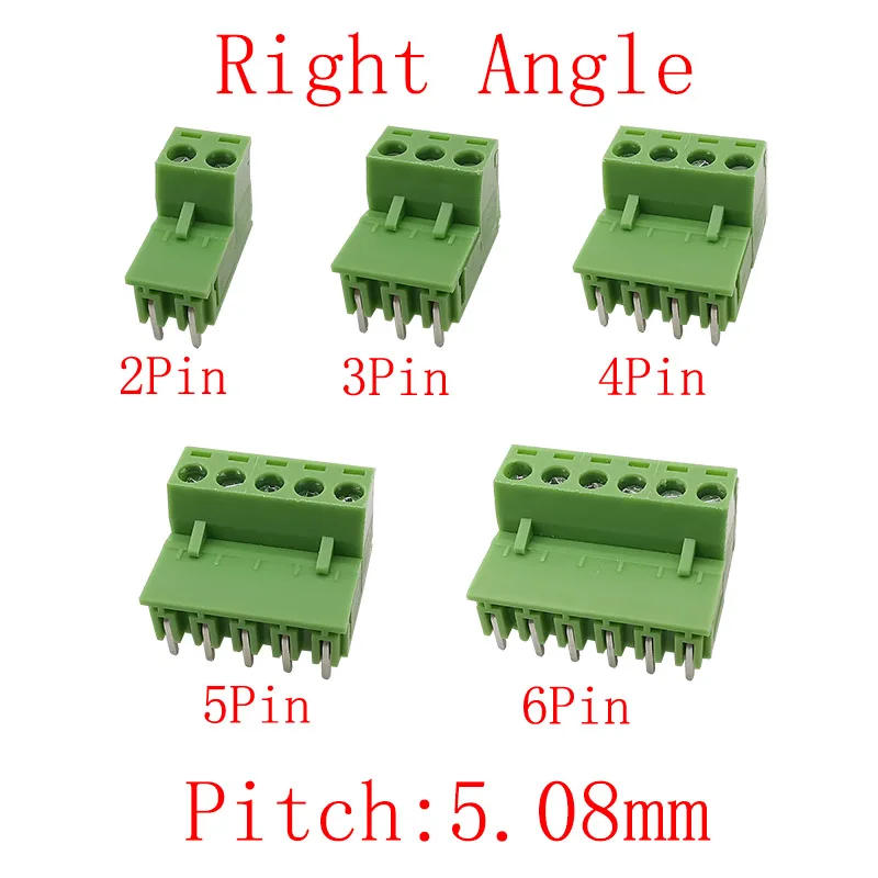 Description Picture 3 of item5/10 Pairs 2EDG PCB Screw Terminal Block Connector Pitch 5.08mm 2/3/4/5/6 Pin Male Female Straight Pin / Right Angle Connectors
