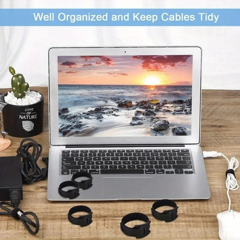 Description Picture 6 of item10-100pcsReleasable Cable Organizer Ties Mouse Earphones Wire Management Nylon Cable Ties Reusable Loop Hoop Tape Straps Tie