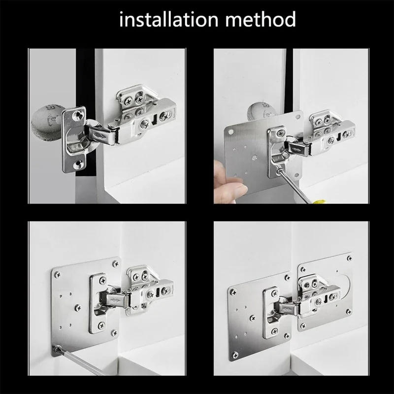 Description Picture 4 of item4 Pieces Hinge Repair Plate Cabinet Repair Bracket for Protecting Wooden Cabinet Cupboard Door Stainless Steel Dropshipping