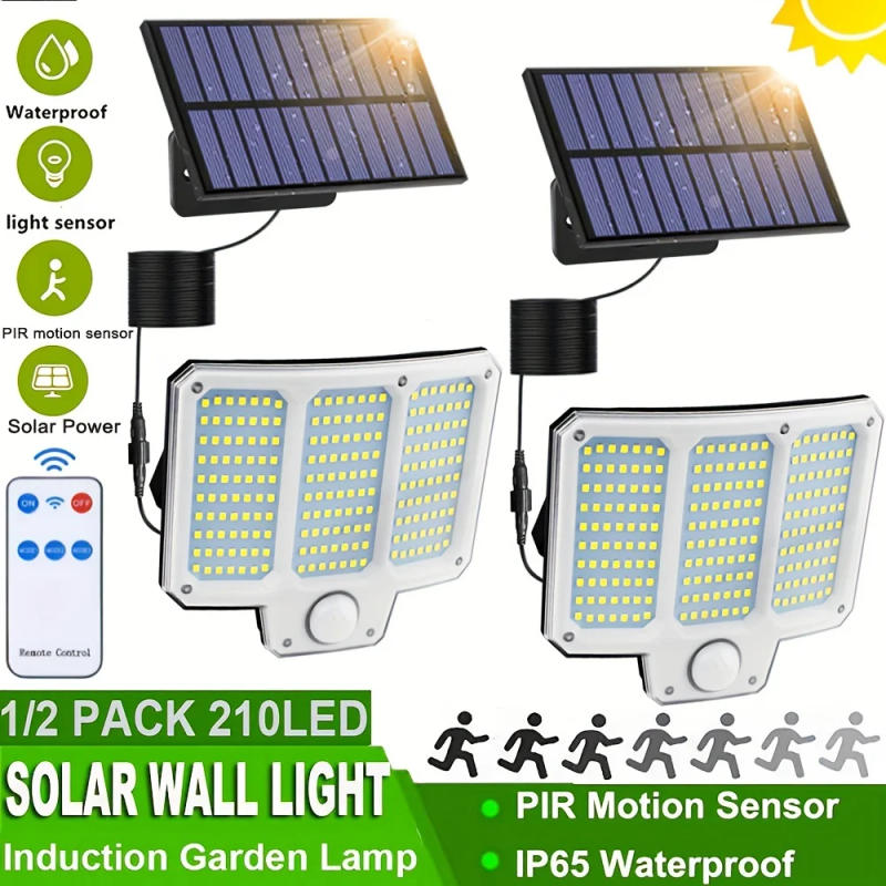 Description Picture 2 of item1/2Pcs 210LED Solar Lights 3 Modes Wall Light Waterproof Street Lamp Motion Sensor Wall Lamp Garden Decoration Outdoor Lightin