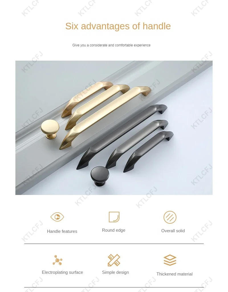 Description Picture 3 of itemZinc Alloy Handle American European Style Cabinet Door Handle Modern Light Luxury Cabinet Drawer Wardrobe Storage Cabinet Handle