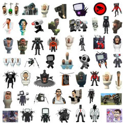 50PCS Skibidi Toilet Funny Game Stickers Simple Decals Decoration DIY Phone Notebook Suitcase Laptop Cartoon Sticker Gift