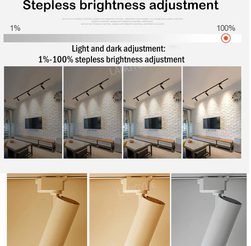 Description Picture 6 of itemLed Track Light Stepless Dimming Spotlight COB Smart Track Lamp Ceiling Track lighting For Clothing Stores Home Kitchen Bedroom