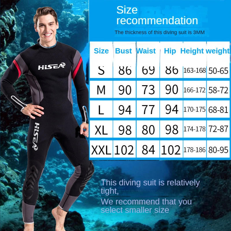 Description Picture 2 of itemHisea 3mm Men Full Body Neoprene Wetsuit Super Elasticity Color Stitching Surf Diving Equipment Jellyfish Clothing