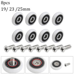 8Pcs Shower Door Roller Replacement Parts Shower Runner Wheels 19/23/25mm Wheel Diameter For Shower Enclosures Steam Cabins
