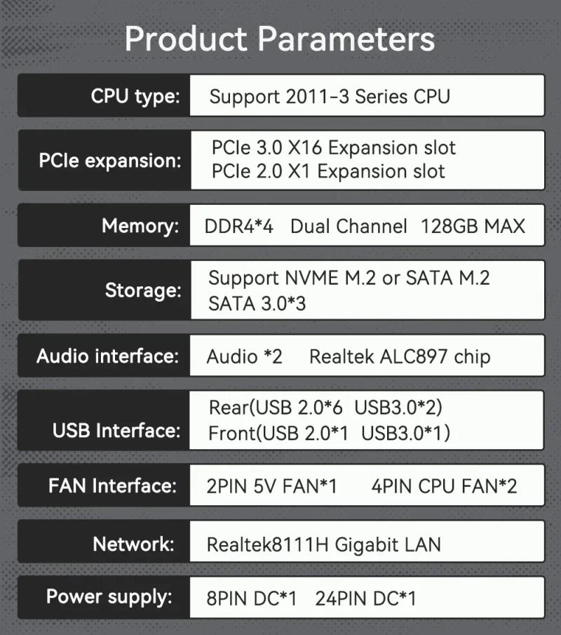 Description Picture 2 of itemMACHINIST PR9-A Xeon X99 motherboard combo LGA 2011-3 E5 2680 V4 CPU + 16GB 2400MHz DDR4 ECC memory kit Support NVME M.2 SATA
