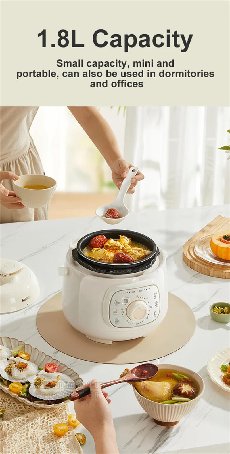 Description Picture 5 of itemSUPOR Electric Pressure Cooker 1.8L Mini Rice Cooker Multifunctional Fast Cooking Electric Hot Pot 220V Home Kitchen Appliances