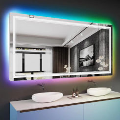 72x36 inch LED Bathroom Mirror with Lights Backlit RGB Color Changing Lighted Mirror for Bathroom Wall Dimmable Anti-Fog Led