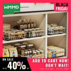 WMMO Kitchen Drawer Storage Rack with Slide Rails Pull-out Storage Tray Kitchen Spice Box Storage Rack Cabinets Organizer