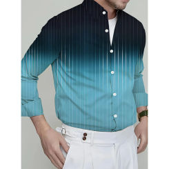 Gradient Striped 3D Print Beach Shirts Men Women Casual Fashion Streetwear Oversized Long Sleeve Shirt Tops Blouse Man Clothing