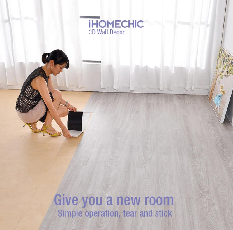 Description Picture 2 of item3D Self-Adhesive thick Wood Grain Floor sticker Wallpaper Modern Wall Sticker Waterproof Living Room Toilet Kitchen Home Decor