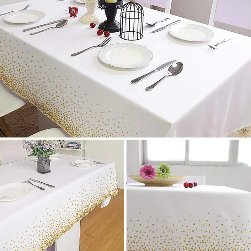 Description Picture 3 of item274*137cm Tablecloth Bronzing Black Dot Table Cover for Adult Happy Birthday Party Supplies Wedding Decorations Christmas Decor