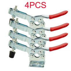 4PCS Red Toggle Clamp Horizontal Quick-Release Clamp Set  GH-201B Woodworking Locking Lever Fastener Hand Heavy Duty Tool