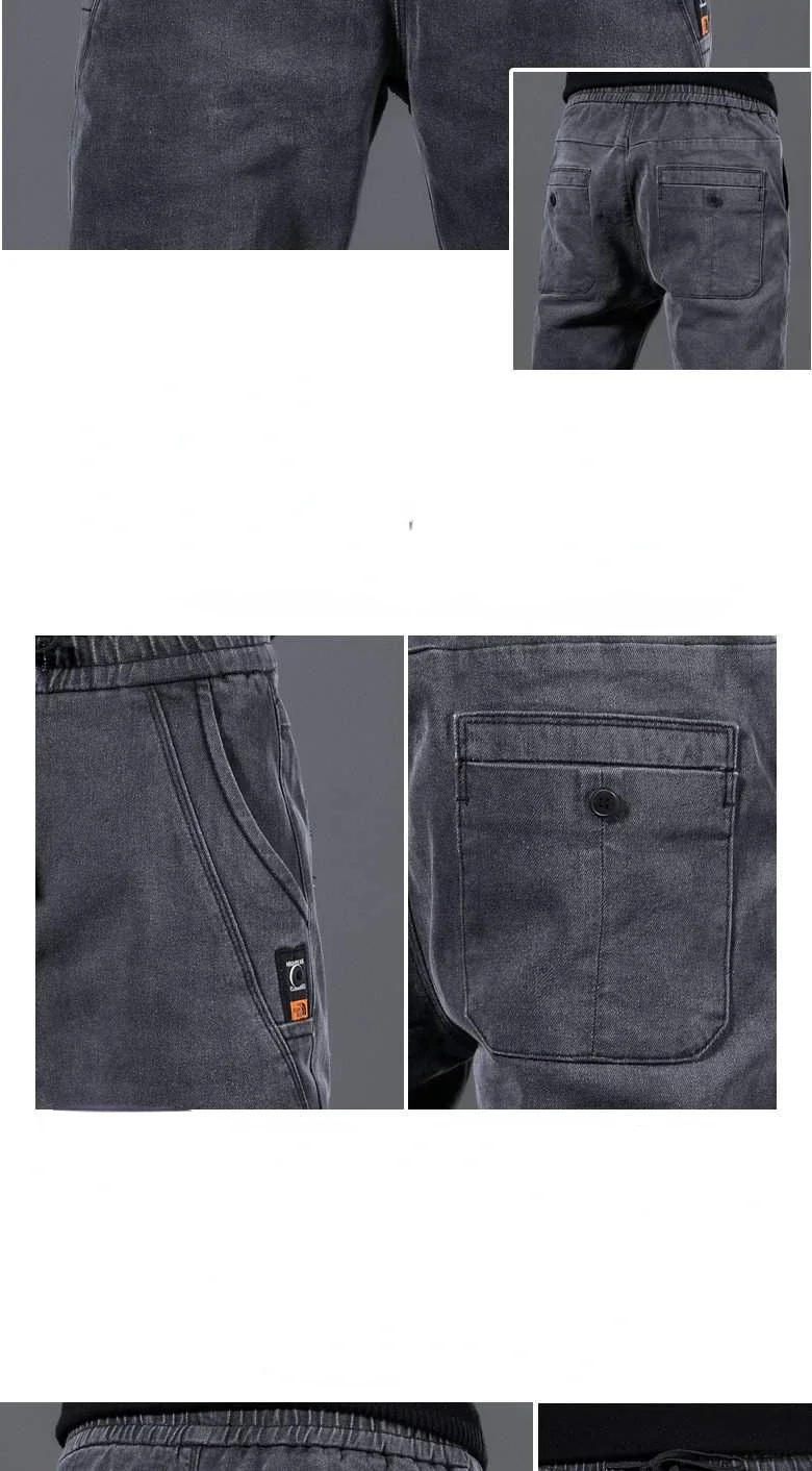 Description Picture 3 of item2022 Pants Men Loose Joggers Denim Casual Sweatpants Korea Ankle Length Trousers Streetwear Male Clothes New Hip Hop Harem Jeans