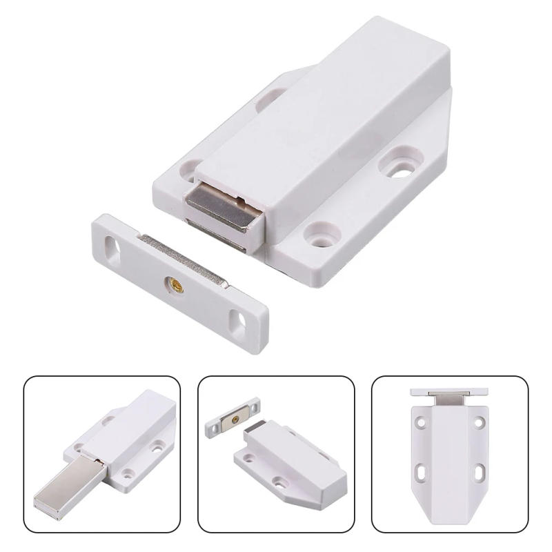 Description Picture 2 of itemTouch Release Hinge Doors Catches Latch Cabinet Cupboard Hardware Magnetic Metal Plastic Single Suction Tool White