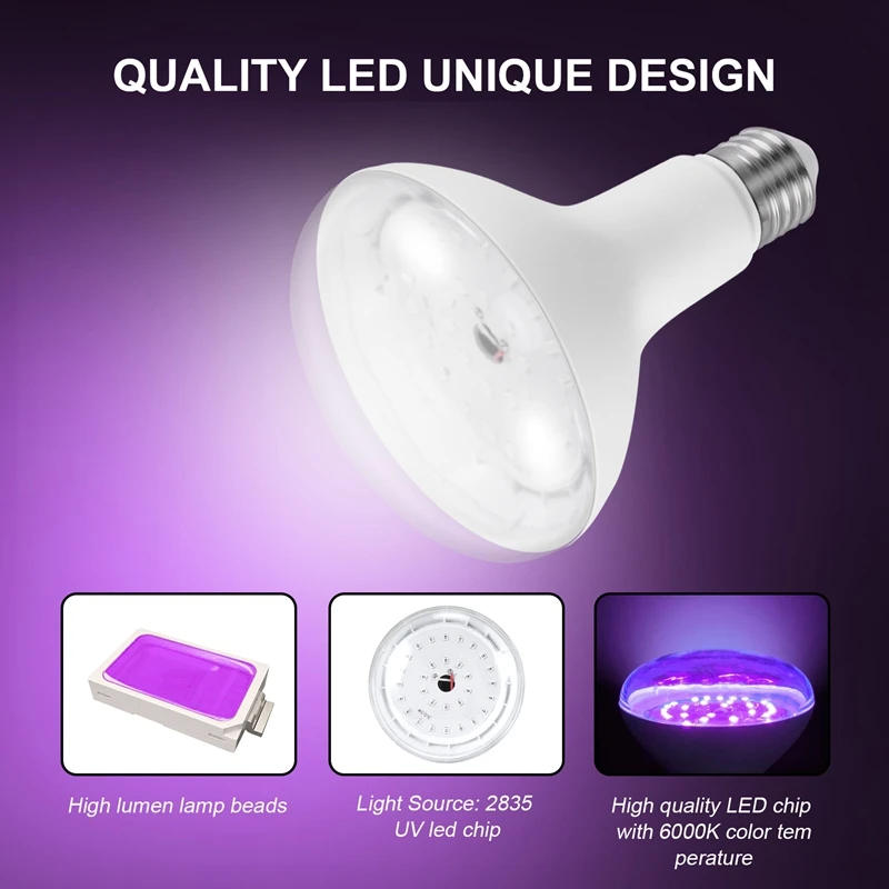 Description Picture 6 of itemE26 15W Ultraviolet UV Lamp Black Light Bulb Fluorescent Detection Lamp 220V/110V Home DJ Party Decoration