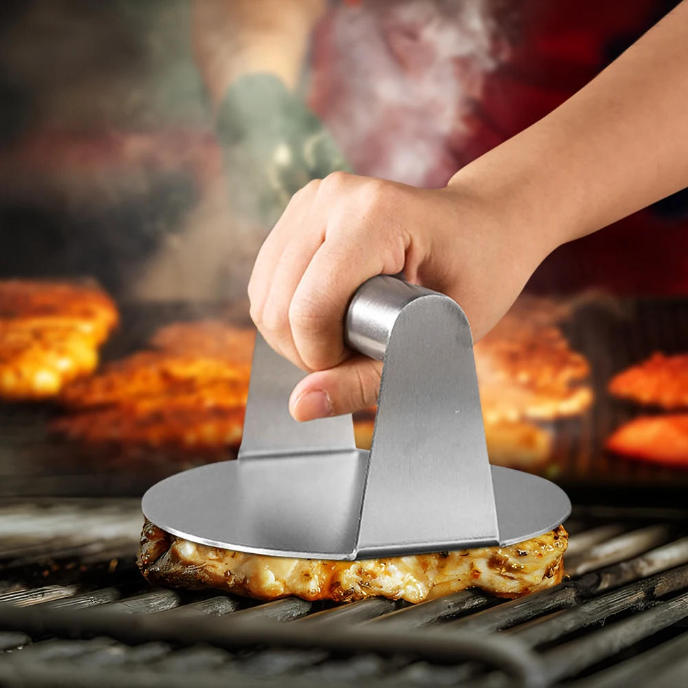 Description Picture 3 of itemStainless Steel Smash Burger Press Hamburger Patties Meat Masher Circular Meat Press Mold for Deli Meats Kitchen Accessories