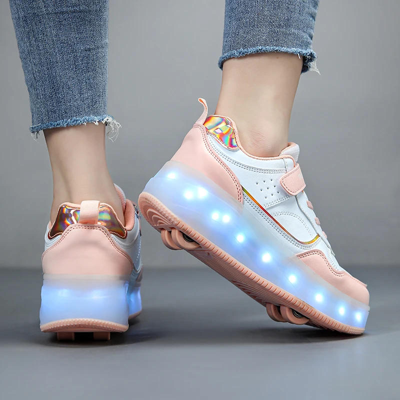 Description Picture 4 of itemChildren's Roller Skating Shoes for Boys and Girls Walking Shoes with LED Lights Breathable Training Skate Shoes for Kids
