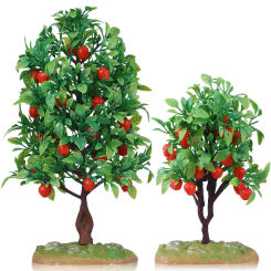 2 Pcs Apple Tree Model Mini Fruit Trees Diorama Decorate Green Scenery Landscape Adornment Plastic Artificial Child