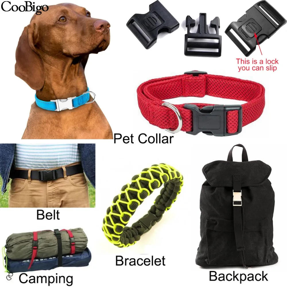 Description Picture 5 of item20mm 25mm 32mm 38mm Plastic Side Release Buckle Self Locking Buckles Backpack Bag Strap Dog Collar Webbing DIY Accessories Black