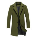 Single Breasted Lapel Long Coat Jacket Fashion Autumn Winter Casual Overcoat Plus Size Trench Men's Woolen Coats Solid Color