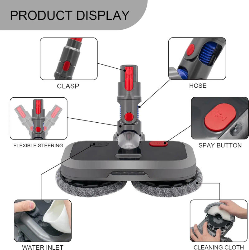 Description Picture 3 of itemElectric Mop Head For Dyson V7 V8 V10 V11 V15 Vacuum Cleaner Wet Dry Mop Cloth Cleaning Head Floor Brush Replacement Parts