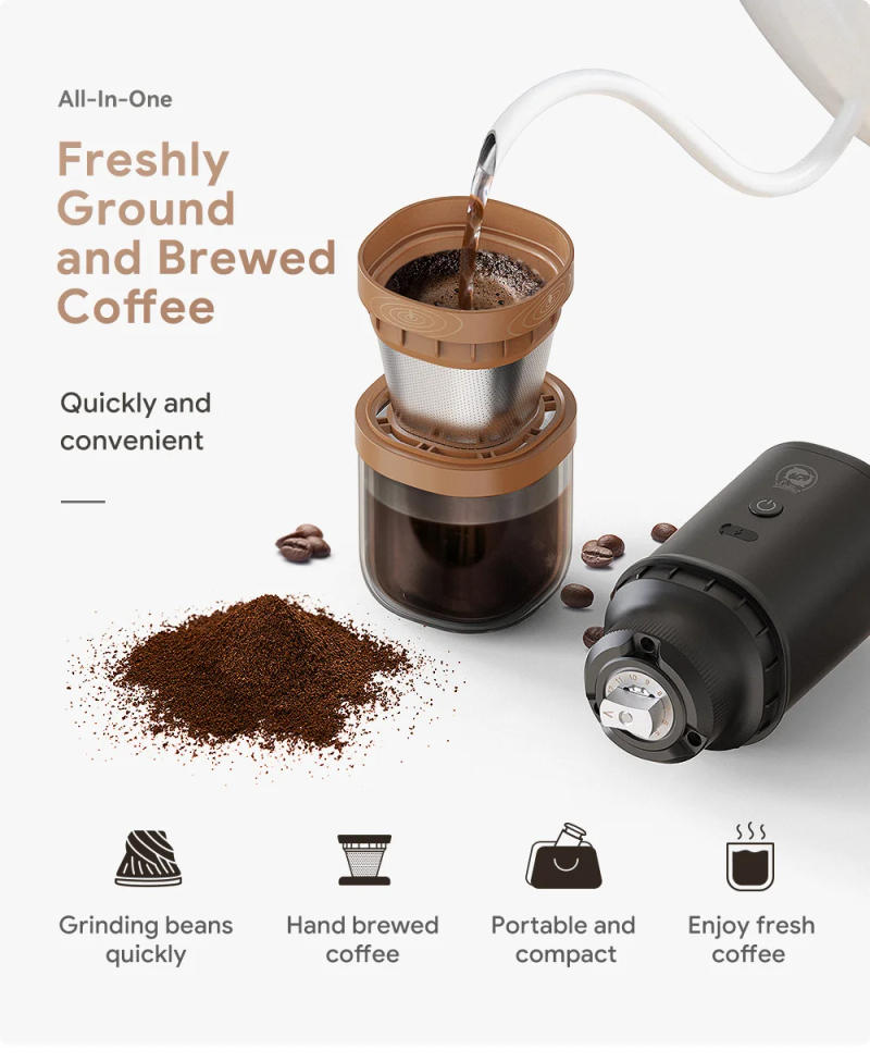 Description Picture 4 of item2 in 1 Wireless Electric Coffee Grinder Machine Portable Drip & Hand Brew Travel Coffee Maker for Car & Home Camping